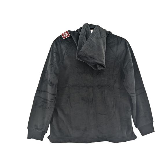 Members Mark Plush Hoodie XL Black Velour Soft Side Split Relaxed Fit Sweatshirt - Picture 2 of 11